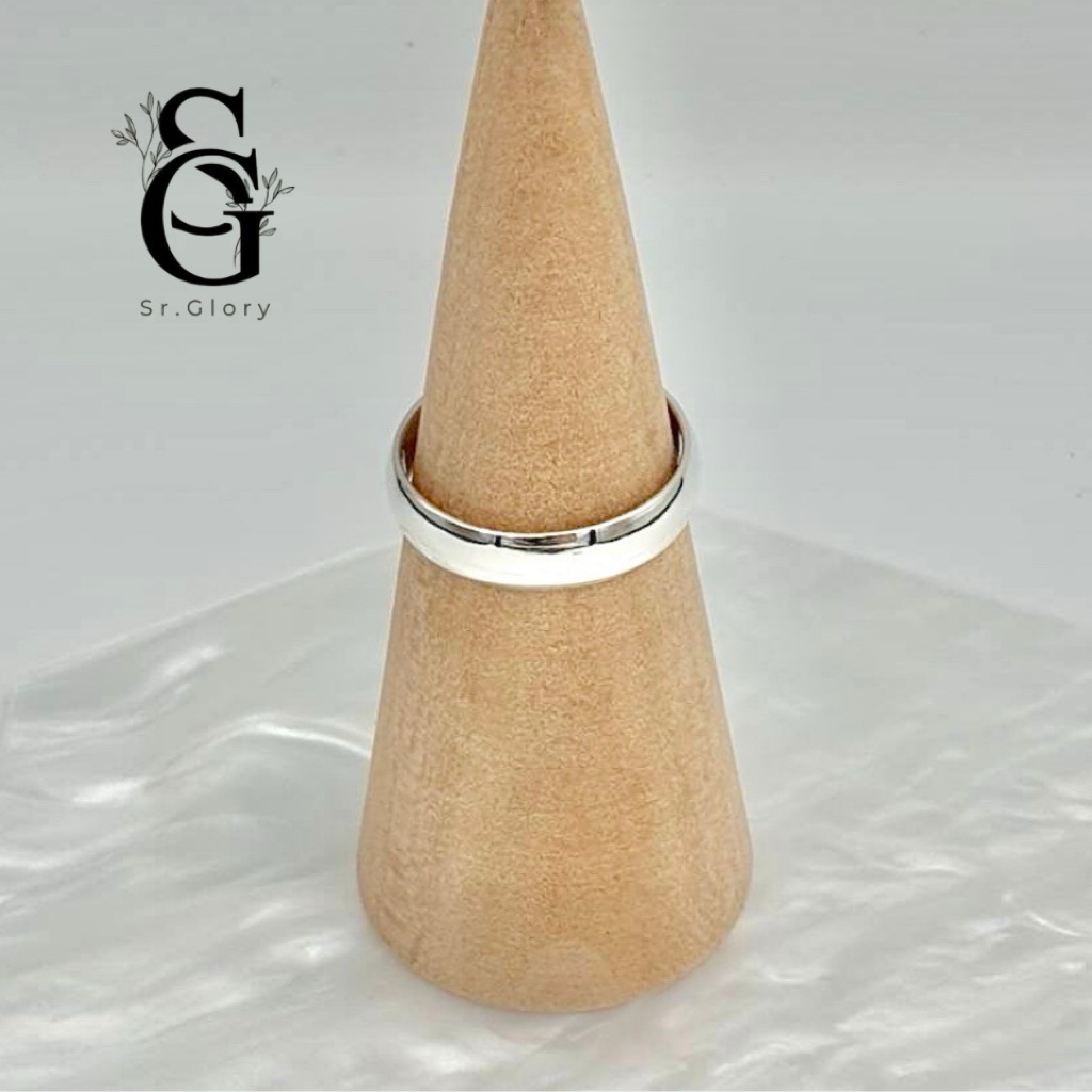 Sr.Glory แหวนเงินแท้ 92.5% แหวนเรียบ กว้าง4mm. แหวนสไตล์มินิมอล