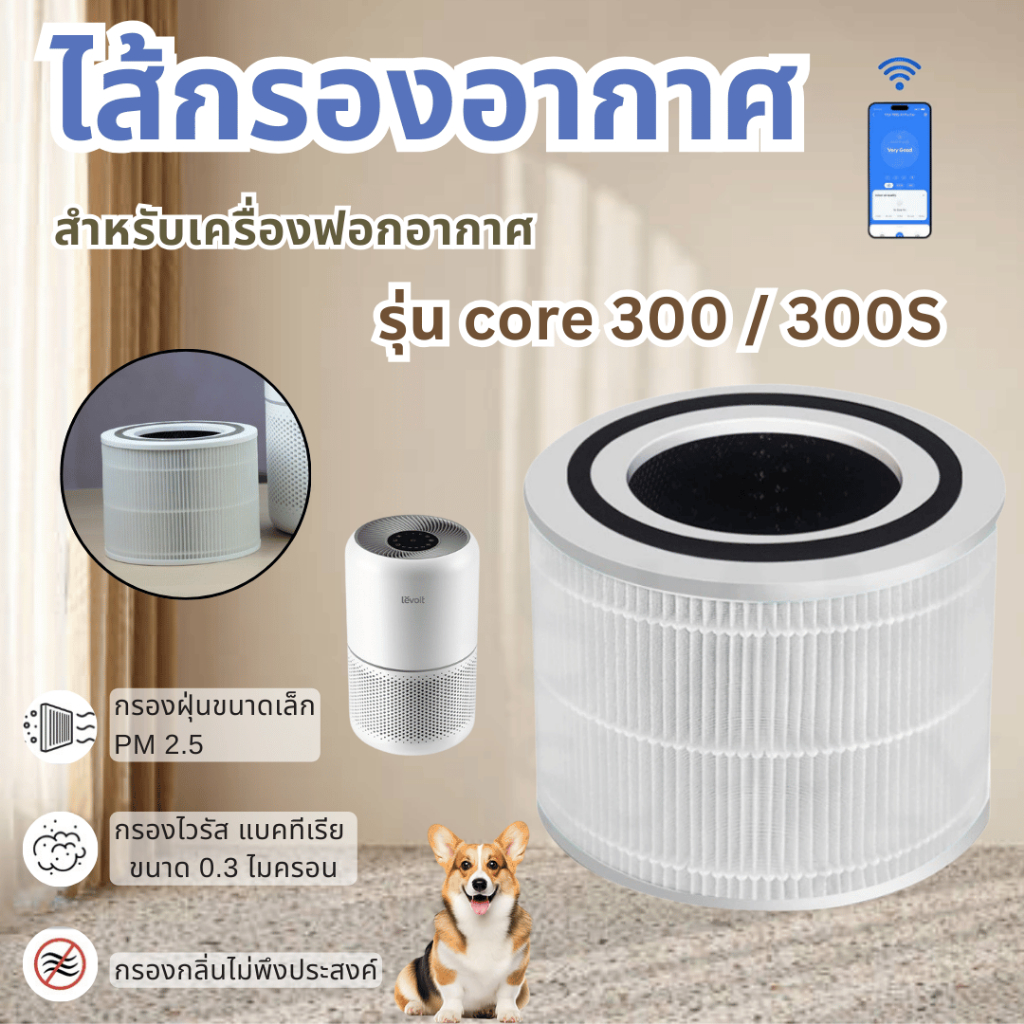 ไส้กรองสำหรับLevoit Core 300 / 300S True HEPA Filter
