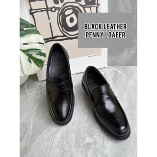 Penny Loafer Black Leather หนังวัวแท้ 100% สีดำ นุ่มใส่สบาย มีไซส์ใหญ่ เปลี่ยนไซส์ได้