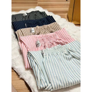 Liner Pants กางเกงขายาวเอว22-32 สะโพก44 ยาว39 สไตล์ไลเนอร์พันท์สีพื้นและลายทาง