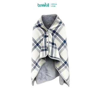Bewell ผ้าคลุมไหล่ 2 in 1 Poncho Fleece Blanket มีกระดุม เหมาะใช้คลุมระหว่างทำงาน ขนาด 140x80 cm.
