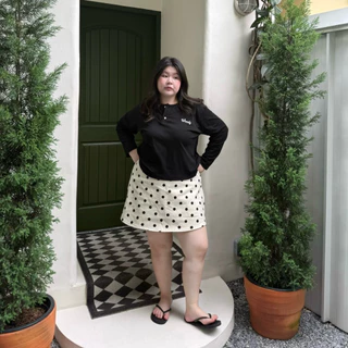 Polka Dot Skirt กระโปรงลายจุดผ้ายีนส์ครีม ห้ามเผื่อไซส์อ่ายรายละเอียดก่อนสั่ง มีสั้นและยาว wendystore19