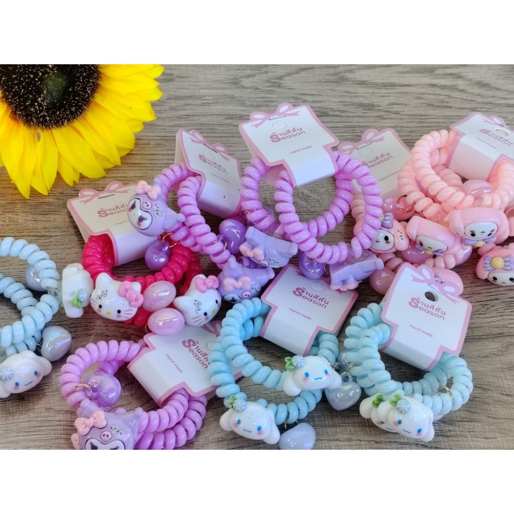 2ชิ้น💥พร้อมส่ง💥 หนังยางเกลียว ยางรัดผมตัวหนอน ลายการ์ตูนยางรัดผมน่ารักๆ 2ชิ้น