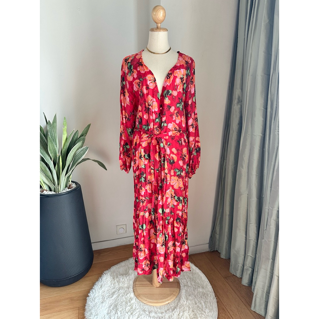 H&M - เดรส MAXI คอ V ลายดอก - แท้ 💯 (มือ 2)