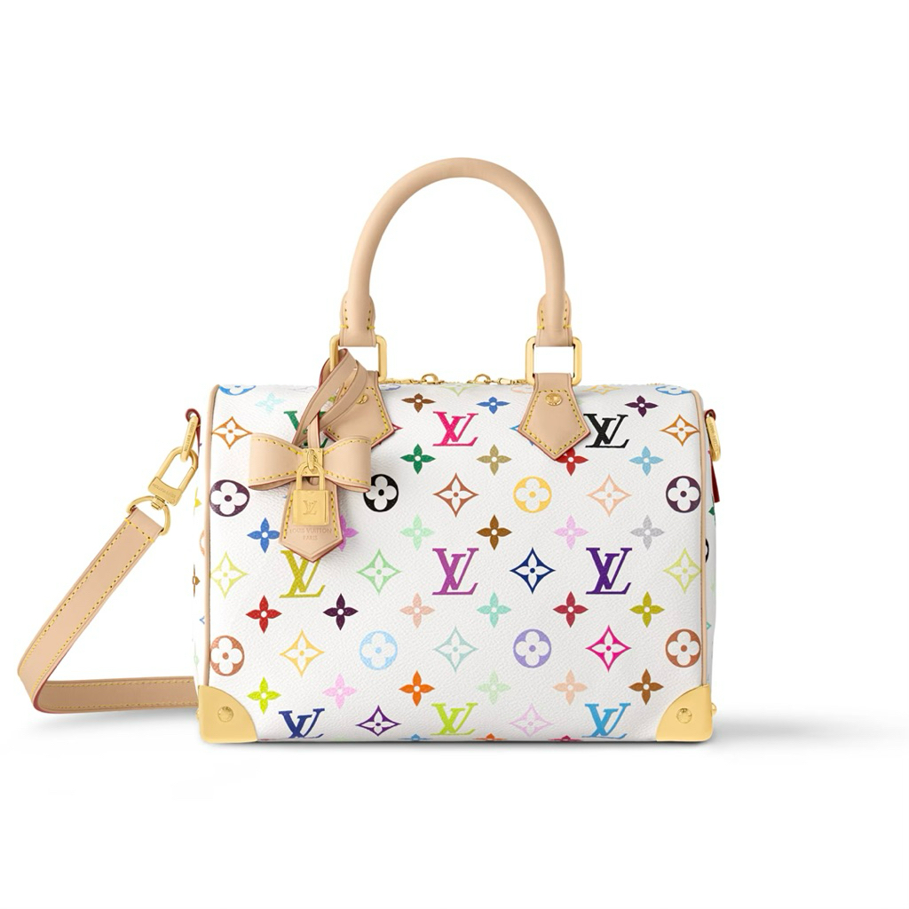 แท้💯 Louis Vuitton X Takashi Murakami 2025 Speedy 25 White Multicolor LV x TM LVTM Lv speedy 25