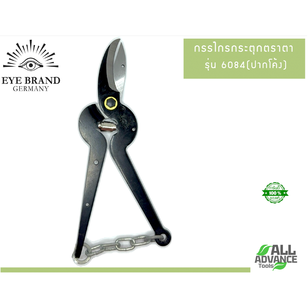 🇩🇪 กรรไกรกระตุก ตราตา (EYE BRAND) รุ่น 6084 ปากโค้ง "เหล็กเยอรมนีแท้! คมจัด ทนทานยาวนาน" (ของแท้) 🌳