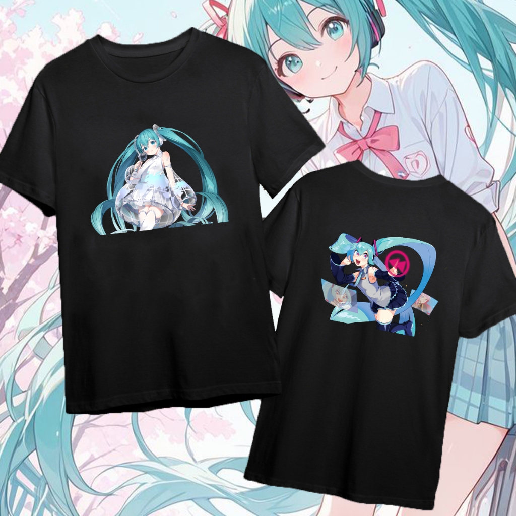 Hatsune Miku T-shirt  Men Women short Sleeve T-shirt เสื้อยืดลำลองฤดูร้อน การ์ตูนผ้าฝ้าย ระบายอากาศไ