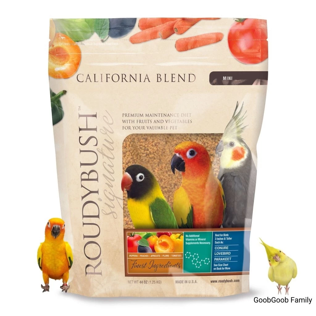 Roudybush Signature California Blend Mini | อาหารนกพรีเมียม ผักและผลไม้ | Conure, Lovebird, Cockatiel, Forpus, Budgie