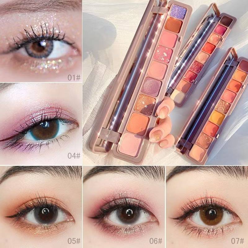 C.18..LAMEILA พาเลทยาว อายแชโดว์ 9 สี เนื้อดินน้ำมัน สีสวย ติดทน กันน้ำ เนื้อกลิต​เตอร์​