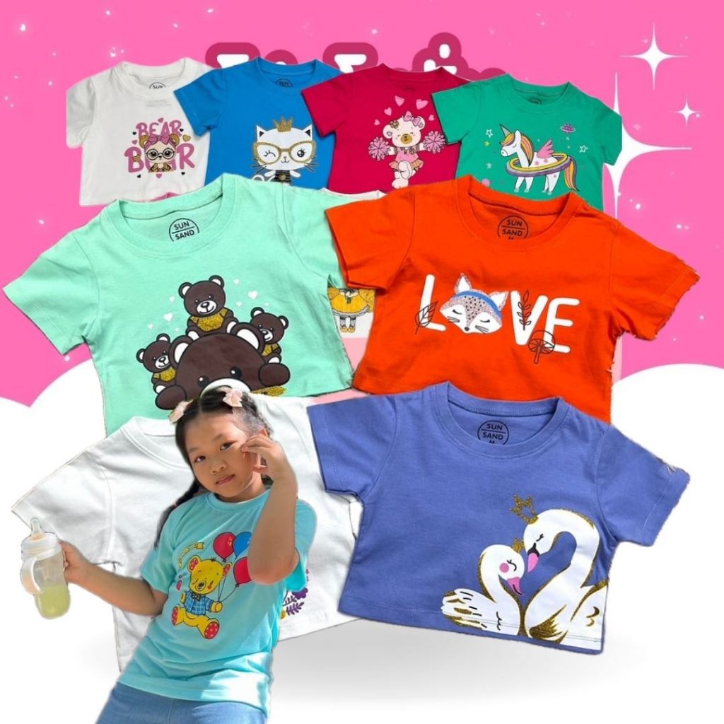 เสื้อเด็ก (5 ตัว) คอตตอนแท้ แขนสั้น S/M/L/XL คละสีคละลาย 1-10ปี