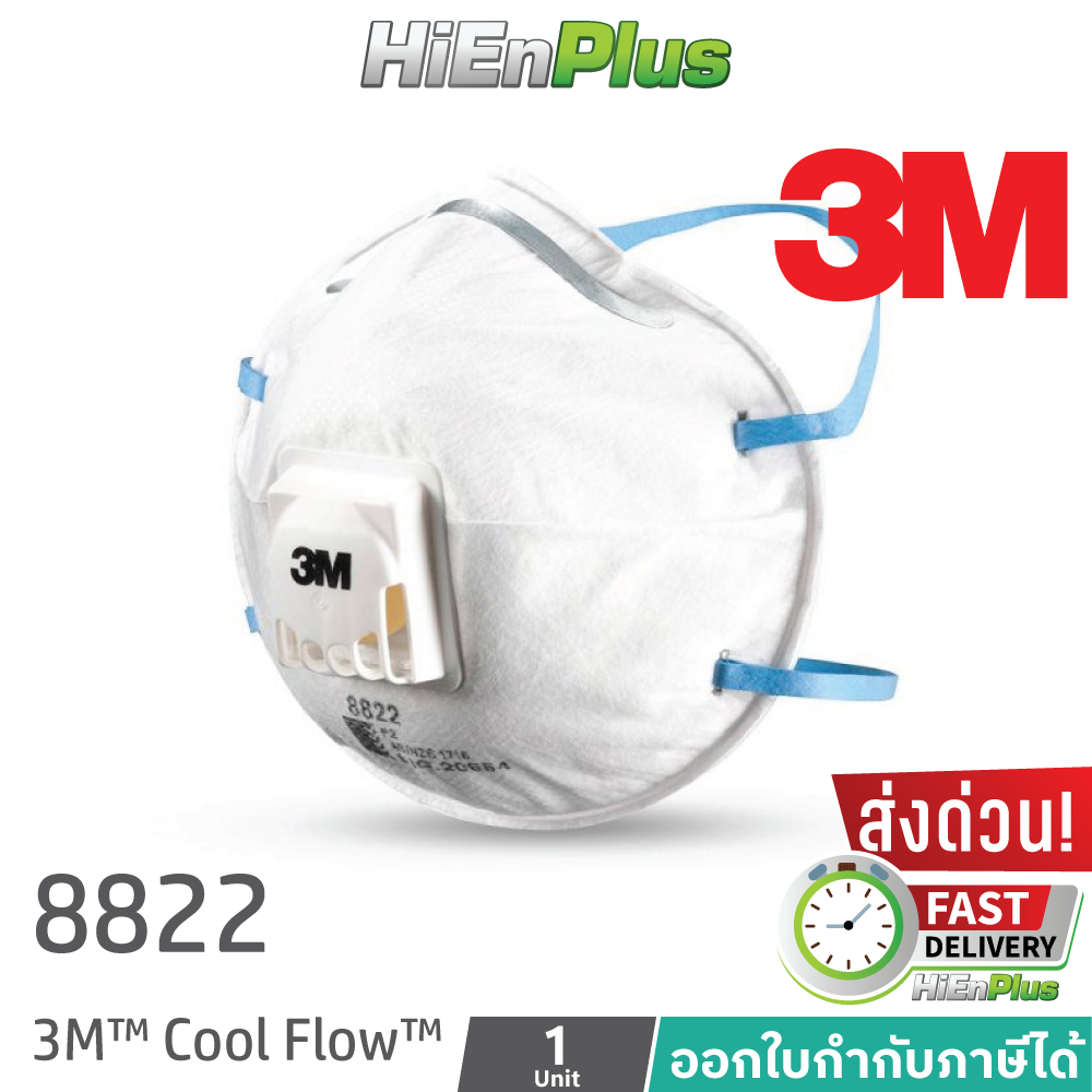 3M 8822 หน้ากากงานบัดกรี หลอมโลหะ FFP2 แบบสายคล้องหัว มีวาล์ว 1 ชิ้น