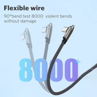 MEEGOO สายชาร์จเร็ว ข้อศอกโลหะผสมสังกะสี PD65W รองรับการส่งข้อมูล เหมาะสำหรับการชาร์จขณะเล่นเกม