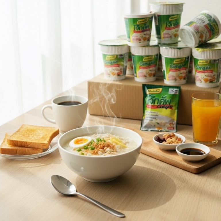 โจ๊กคัพ รสไก่ โจ๊กตราเมลโลว ขนาดเล็กซองเล็ก ถ้วยเล็ก  จำนวน 12 ห่อ (1 โหล) ฮาลาล รูปที่ 3