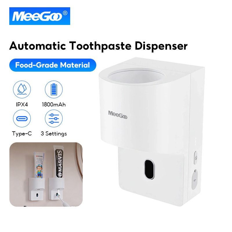 MeeGoo  เครื่องบีบยาสีฟันอัตโนมัติ  ที่กดยาสีฟัน การชาร์จ USB  Automatic toothpaste dispenser ติดผนัง 1800mAh