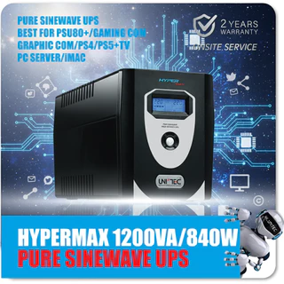 UPS 1200VA/840W HYPERMAX UNITEC เพียวซายน์เวฟ สำหรับคอมประกอบ/PSU80+/ ประกัน 2 ปี มีศูนยบริการ Onsite Service