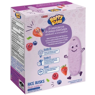 Happy Bites ขนมข้าวอบกรอบสำหรับเด็ก รสมิกซ์เบอร์รี่ ขนาด 42 กรัม (Happy06) organic jasmine rice irst snack Mixed berry