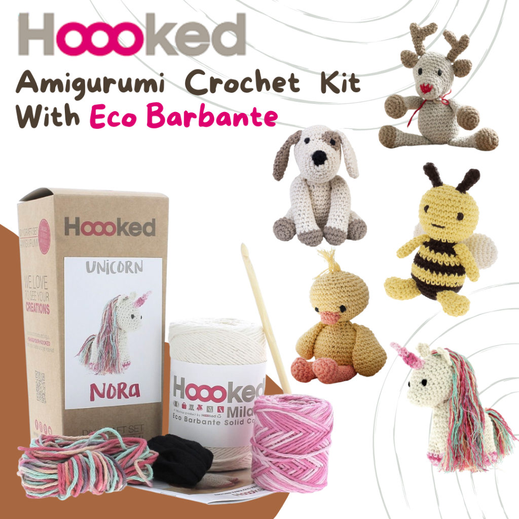 Hoooked Amigurumi Crochet Kit ชุดถักตุ๊กตาสัตว์ สำหรับมือใหม่ ด้วยไหม Eco Barbante