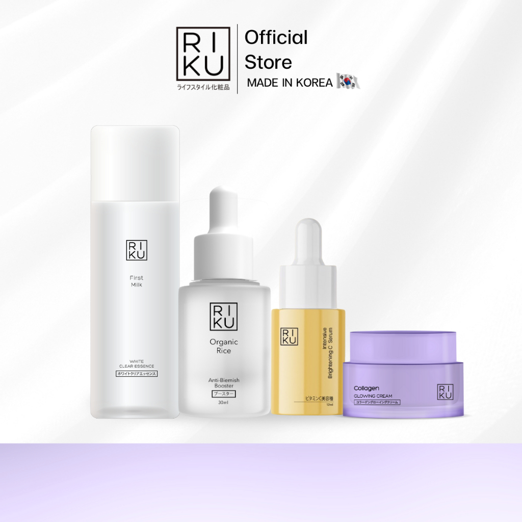 RIKU Set น้ำตบ + บูสเตอร์ + วิตซี + คอลลาเจนครีม บำรุงผิวหน้าครบๆ ผิวเนียน ขาวใส ขจัดสิว