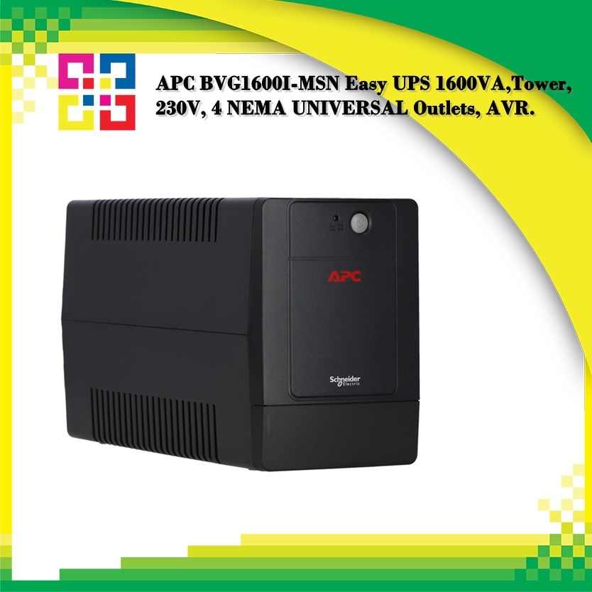 APC BVG1600I-MSN Easy UPS 1600VA, Tower, 230V, 4 NEMA UNIVERSAL Outlets, AVR.