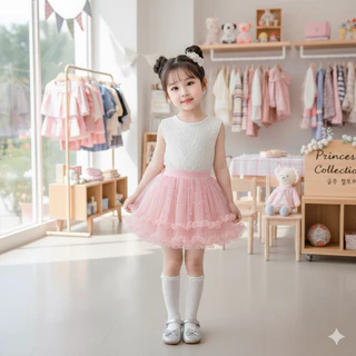 Babyonline(Y329)P2 (ส่งด่วน1วัน)กระโปรงฟรุ้งฟริ้งแฟชั่นสําหรับเด็กผู้หญิงตกแต่งไข่มุกสุดน่ารัก มีซับใน ไม่ระคายเคืองผิว