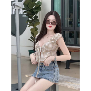 เสื้อครอบปแขนตุ๊กตาสายกุ้นหน้าผูกโบว์ (พร้อมส่งในไทย)(สผ1)