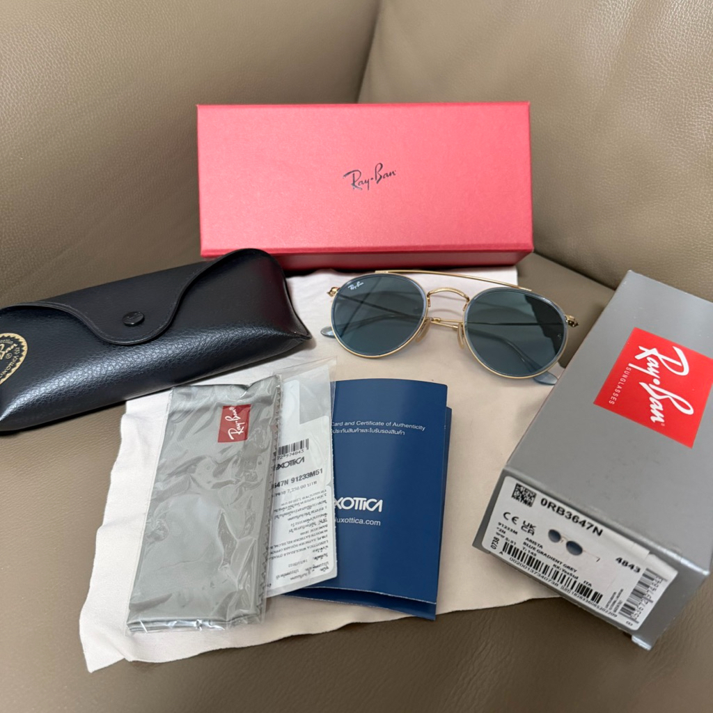 [มือสอง] แว่นตากันแดด RayBan Round Double Bridge - RB3647N 91233M