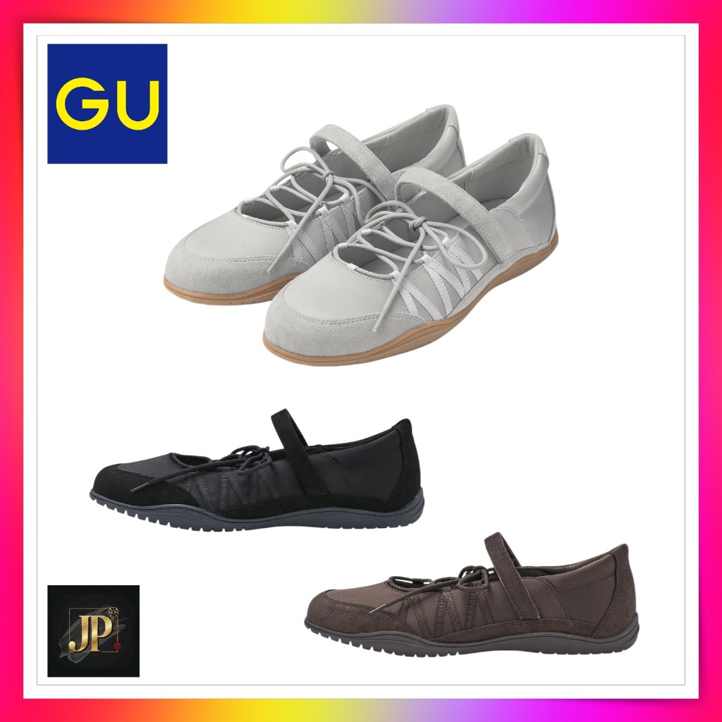 GU รองเท้าบัลเลต์ผูกเชือก + E【GU Lace-Up Ballet Sneakers + E】