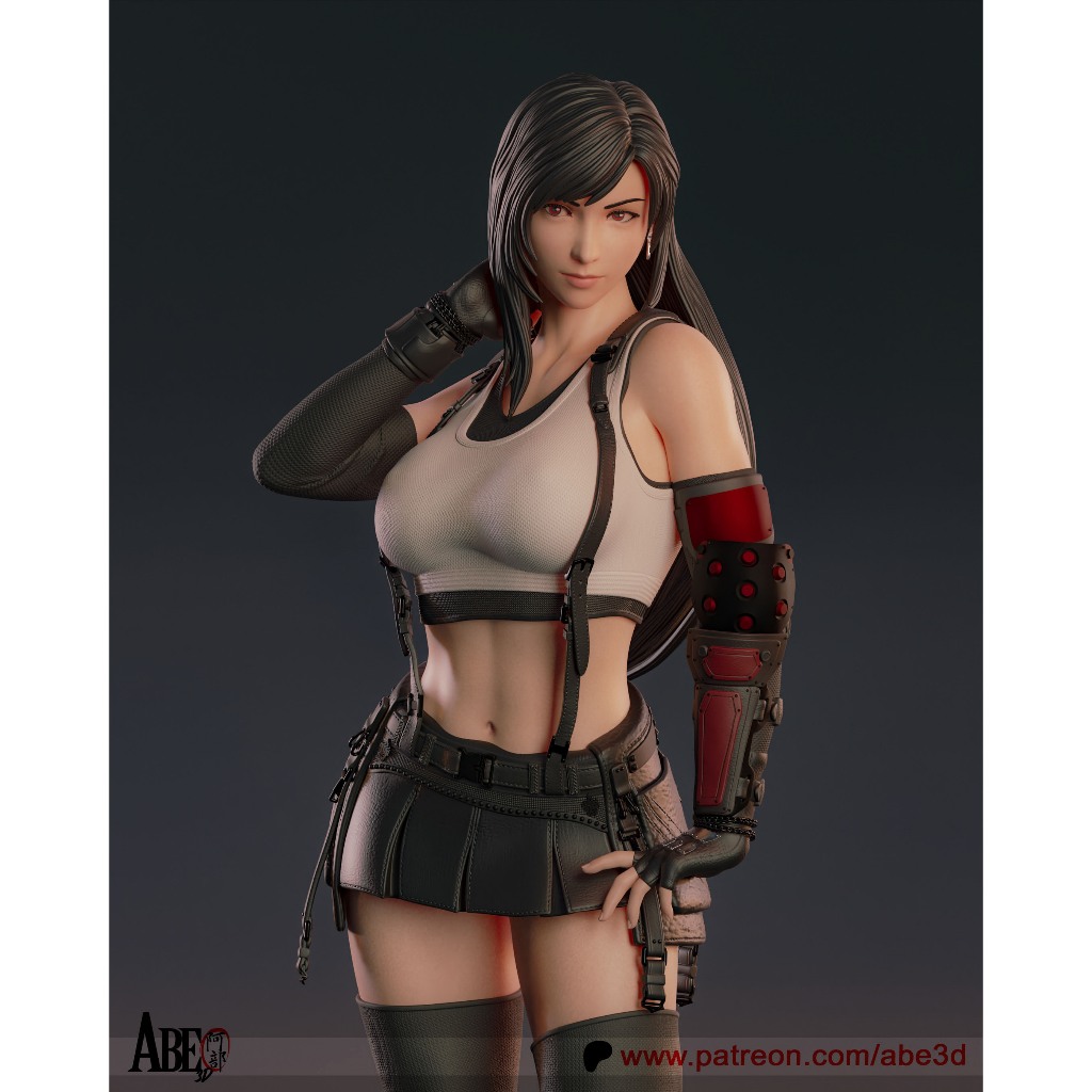 Tifa Lockhart - Final Fantasy โมเดลการ์ตูน ฟิกเกอร์ 3D Printing Model 1/8–1/6 [โมเดลเรซิ่นไม่ทำสี]