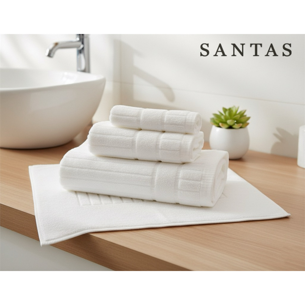 SANTAS ผ้าขนหนูเช็ดหน้า , เช็ดผม HOTEL LUXURY ดีไซน์ RITZY (สีขาว)