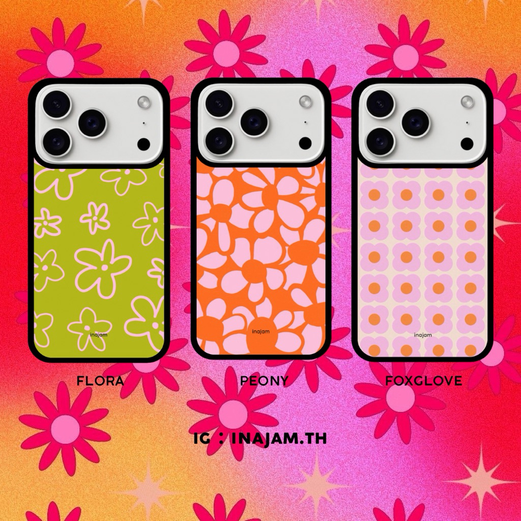 เคสไอโฟนลายดอกไม้แบรนด์ Inajam | Flora | Foxglove | peony