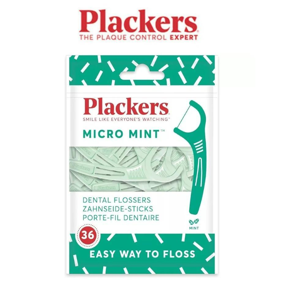 Plackers Flosser Micro Mint 36 ct |ไหมขัดฟัน แบบมีด้ามจับ ไม่ยืด ฉีกขาด ใช้งานง่าย 36 ชิ้น
