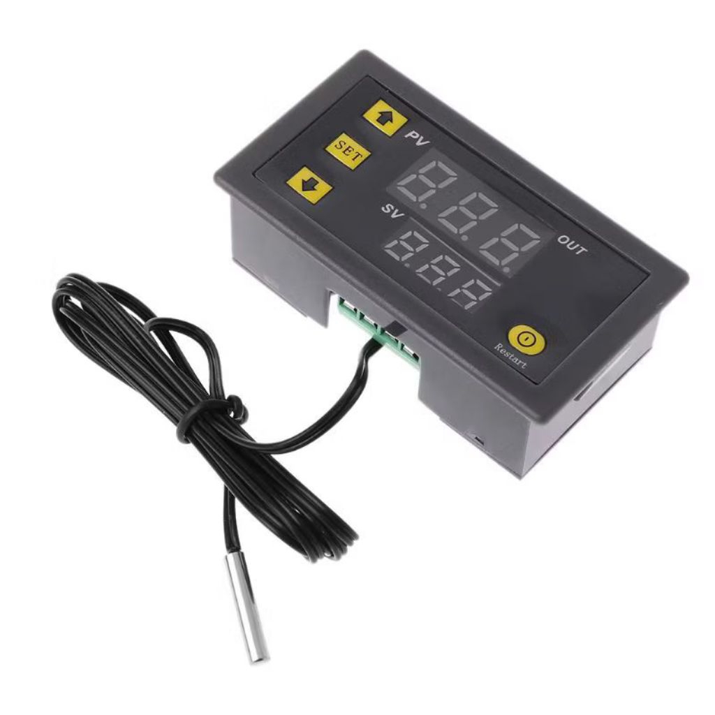เครื่องอุณหภูมิ W3230 พร้อมโพรบ เทอร์โมสตัท จอคู่ PV/SV รีเลย์ในตัวสำหรับตู้ฟัก/ตู้ปลา(220V/12V/24V)