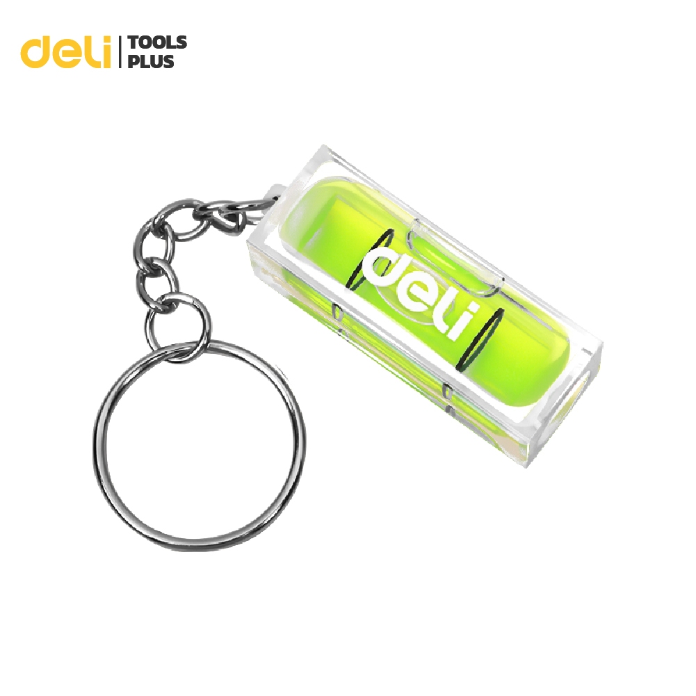 Deli พวงกุญแจระดับน้ำ ที่วัดระดับน้ำ ระดับน้ำพกพา อะคริลิคขนาดเล็ก วัดได้แม่นยำ Spirit Bubble