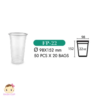 [FP22 พิมพ์ลาย-100] แก้ว PET 22oz รุ่น FP22 สกรีนลายต่างๆ มีสีให้เลือกสกรีนสีขาว/ ดำ บรรจุ 100 ใบ (เฉพาะแก้วไม่รวมฝา