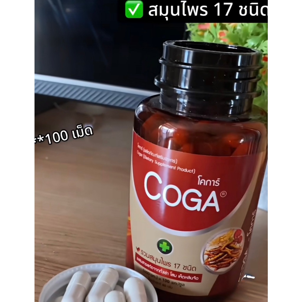 CoGA โคก้า รวมสมุนไพร 17 ชนิด ช่วยดูแลบำรุงสุขภาพ 1กระปุก 100 แคปซูล