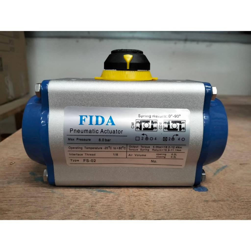 FIDA Double acting actuator Pneumatic type for quartor turn valve (Ball valve & Butterfly valve)