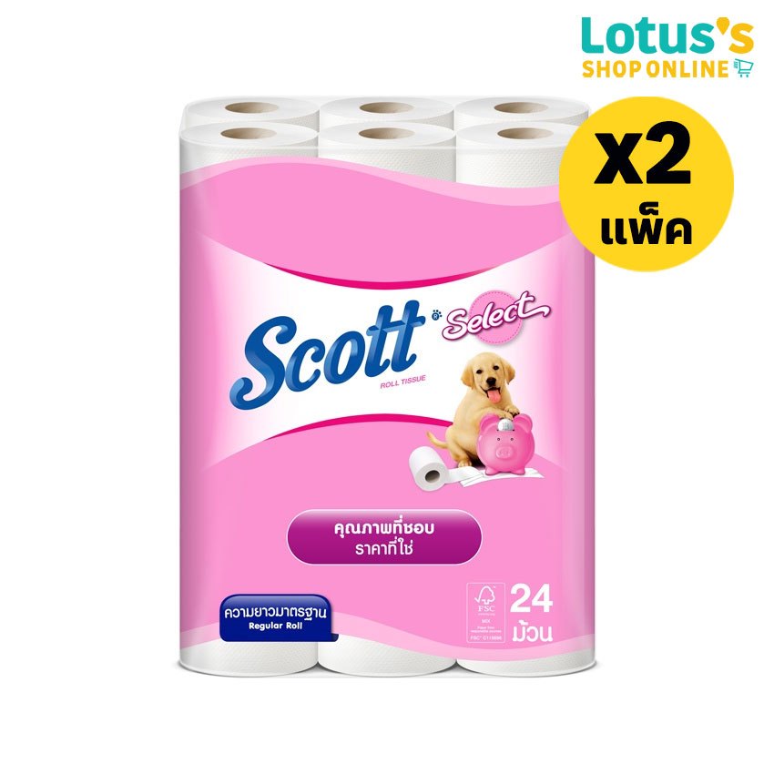 [ทั้งหมด 2 แพ็ค] สก็อตต์ ซีเลคท์ กระดาษชำระแบบม้วน (แพ็ค 24 ม้วน) SCOTT SELECT PACK 24 ROLLS