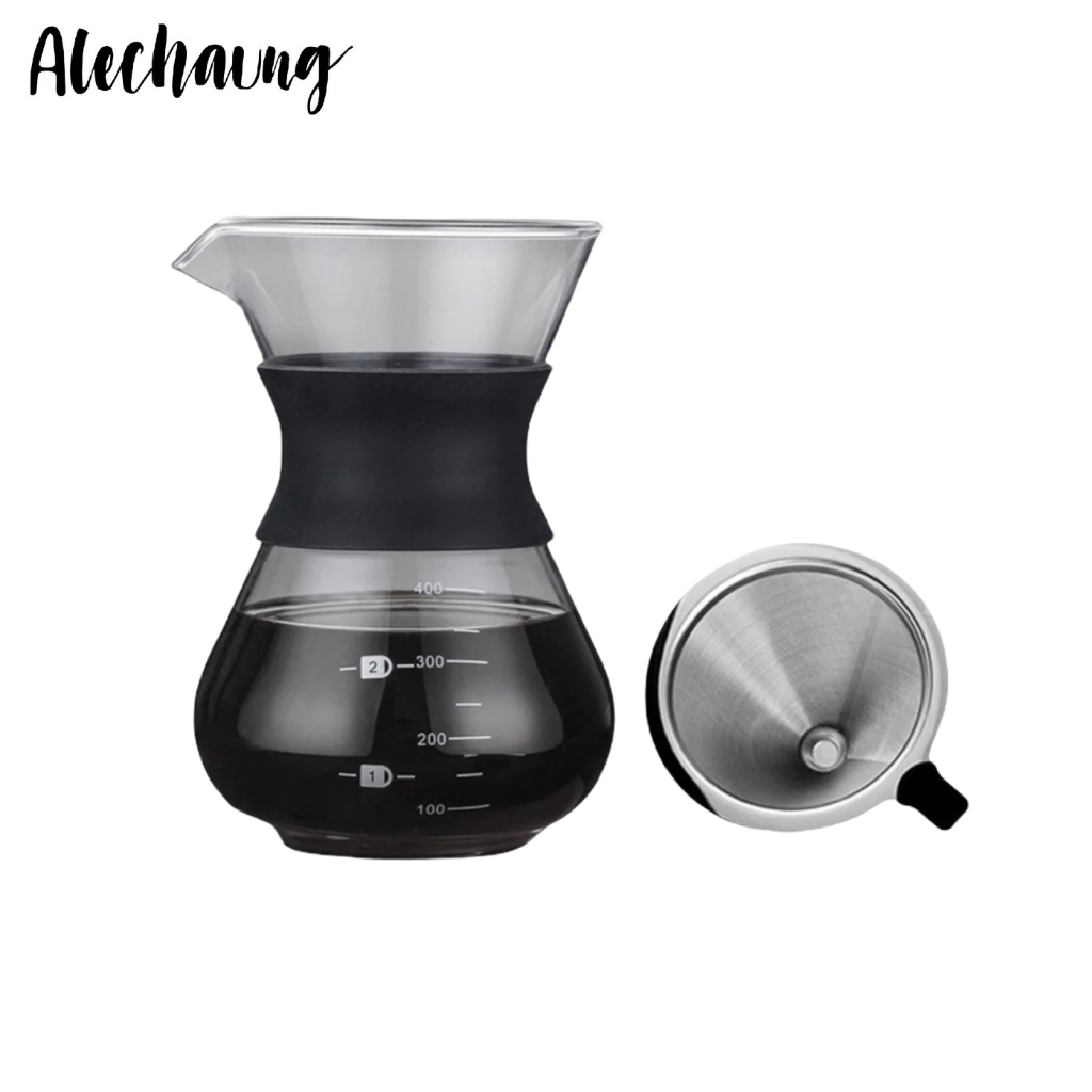 เครื่องดริปกาแฟ เหยือกดริปกาแฟ Dripper Coffee Maker ขนาด400 ml  พร้อมตัวกรองสแตนเลส Alechaung coffee