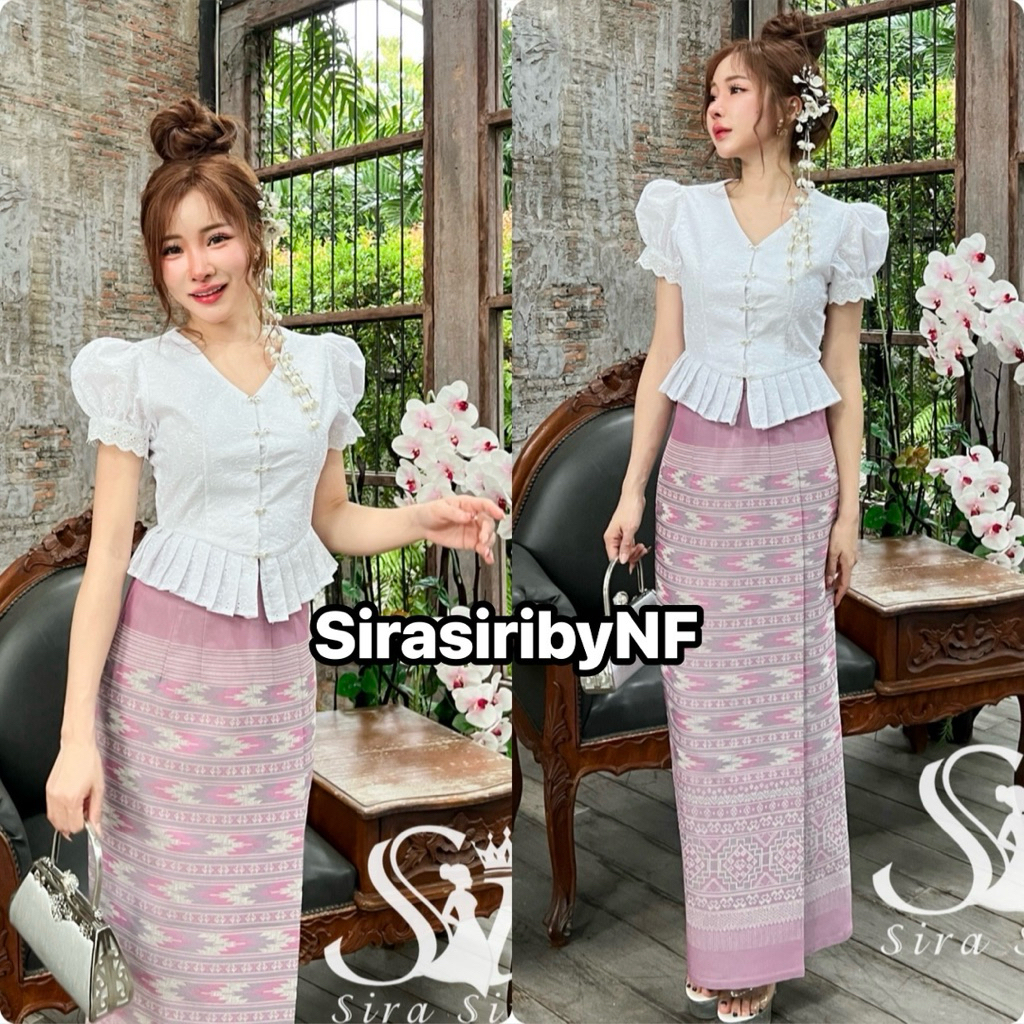 พร้อมส่ง✅✨คอลเลคชั่นใหม่ เสื้อคอตตอนคอวี แขนตุ๊กตา น่ารัก ชุดไทยน่ารัก ชุดไทยทำบุญ ชุดแฟนนาค 💓