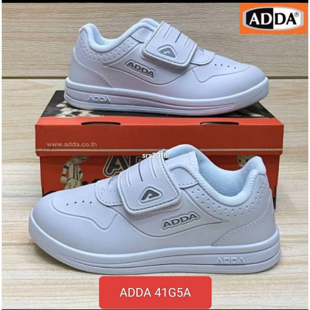 ADDА รองเท้านักเรียน รองเท้าพละสีขาว สำหรับเด็กหญิง&ชาย สวมใส่ง่ายด้วยตีนตุ๊กแก รุ่น 41G5A