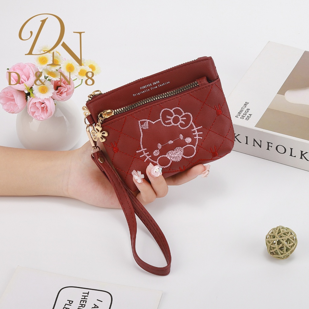 DQ84#BBสายคล้องมือเล็ก กระเป๋าสตางค์ผู้หญิงพร้อมสายคลองมือมี3ซิปกระเป๋ายาว5.5นิ้ว