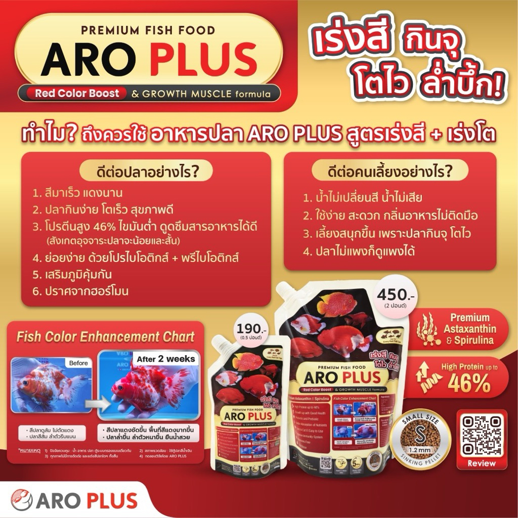 อาหารปลา ARO PLUS สูตร Red Color Boost Growth Muscle formula