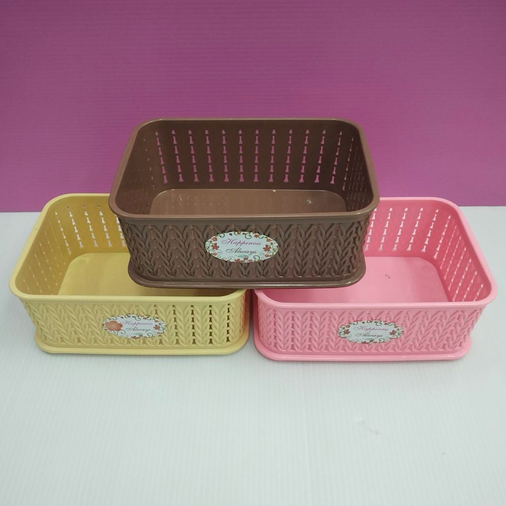 (ยกโหล 12 ชิ้น ) No.1540 ตะกร้าเล็ก ตะกร้าแนวนอน กว้าง 14สูง 6ซม คละสี ในหนึ่งโหลหนึ่งแบบต่อหนึ่งโหล ได้ 12 ชิ้น