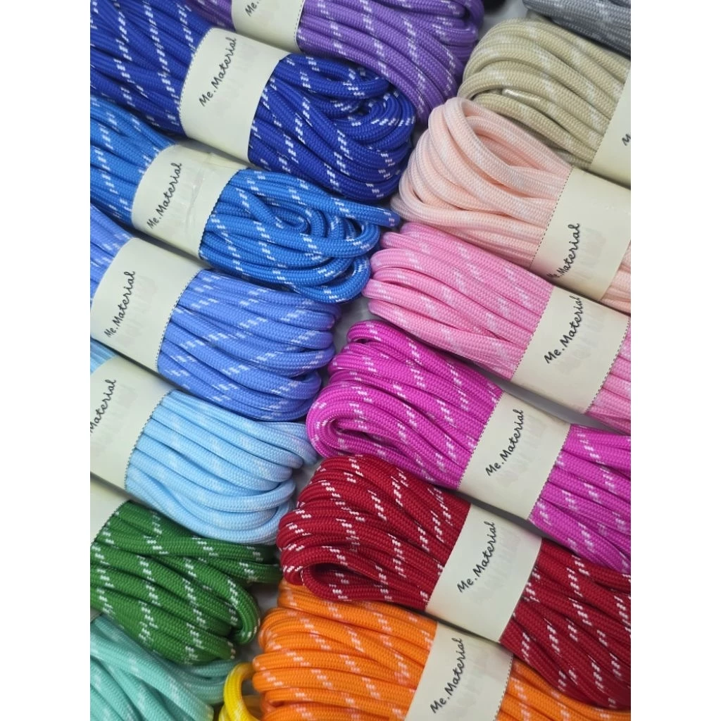 (#113)[2,5หลา] เชือกกลม polyester มีไส้ ลายขาว ขนาด 5มม.