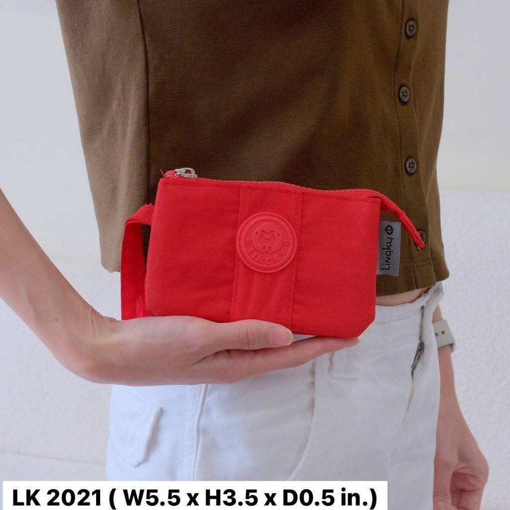 กระเป๋าใส่เหรียญผ้าร่ม ขนาด 5.5 นิ้ว มี 3 ช่อง ใส่ธนบัตรพับครึ่งได้ มีสายคล้องมือ บุฟองน้ำกันกระแทก #LK2021