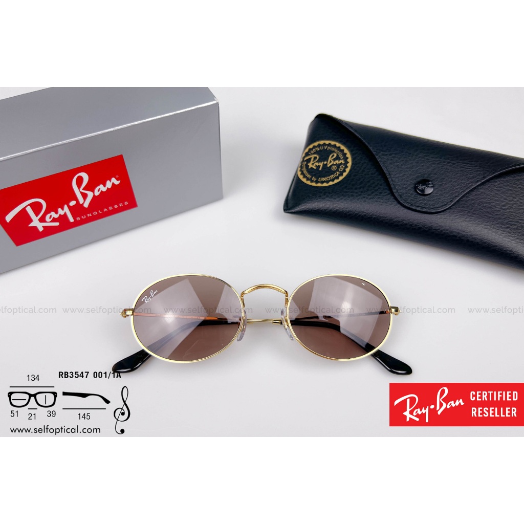 แว่นกันแดด OVAL RB 3547 001/1A Size 51 ของแท้ รับประกัน 2 ปี ศูนย์ไทย