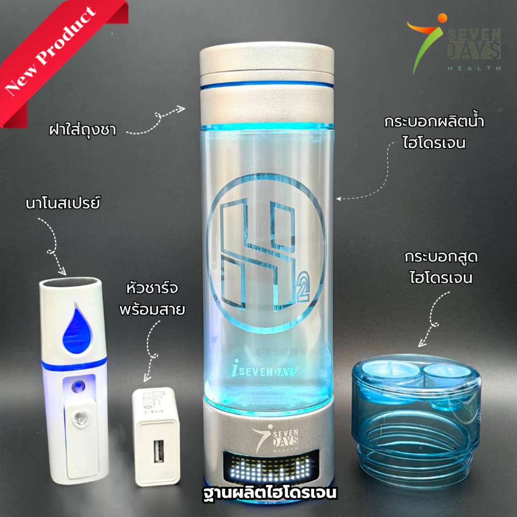 กระบอกน้ำผลิตไฮโดรเจนรุ่นใหม่ 30 นาที - Hydrogen Rich Water Bottle SPE - Full Set 30 mins