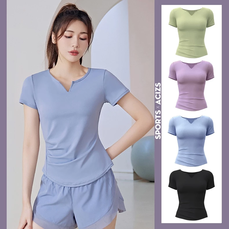 MVP Sport เสื้อยืดคอวีแขนสั้น ผู้หญิง ระบายอากาศ โยคะ thumbnail 7