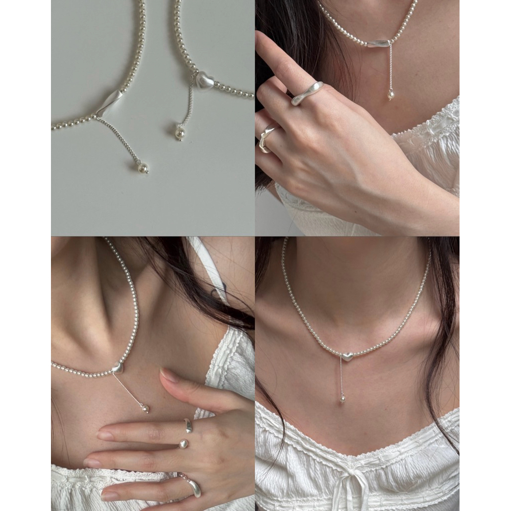 MWS.VELMA / EMMA [เงินแท้ S925] สร้อยไข่มุกแท้ จี้หัวใจ สร้อยคอมินิมอล สร้อยคอผู้หญิง ของขวัญวันเกิด