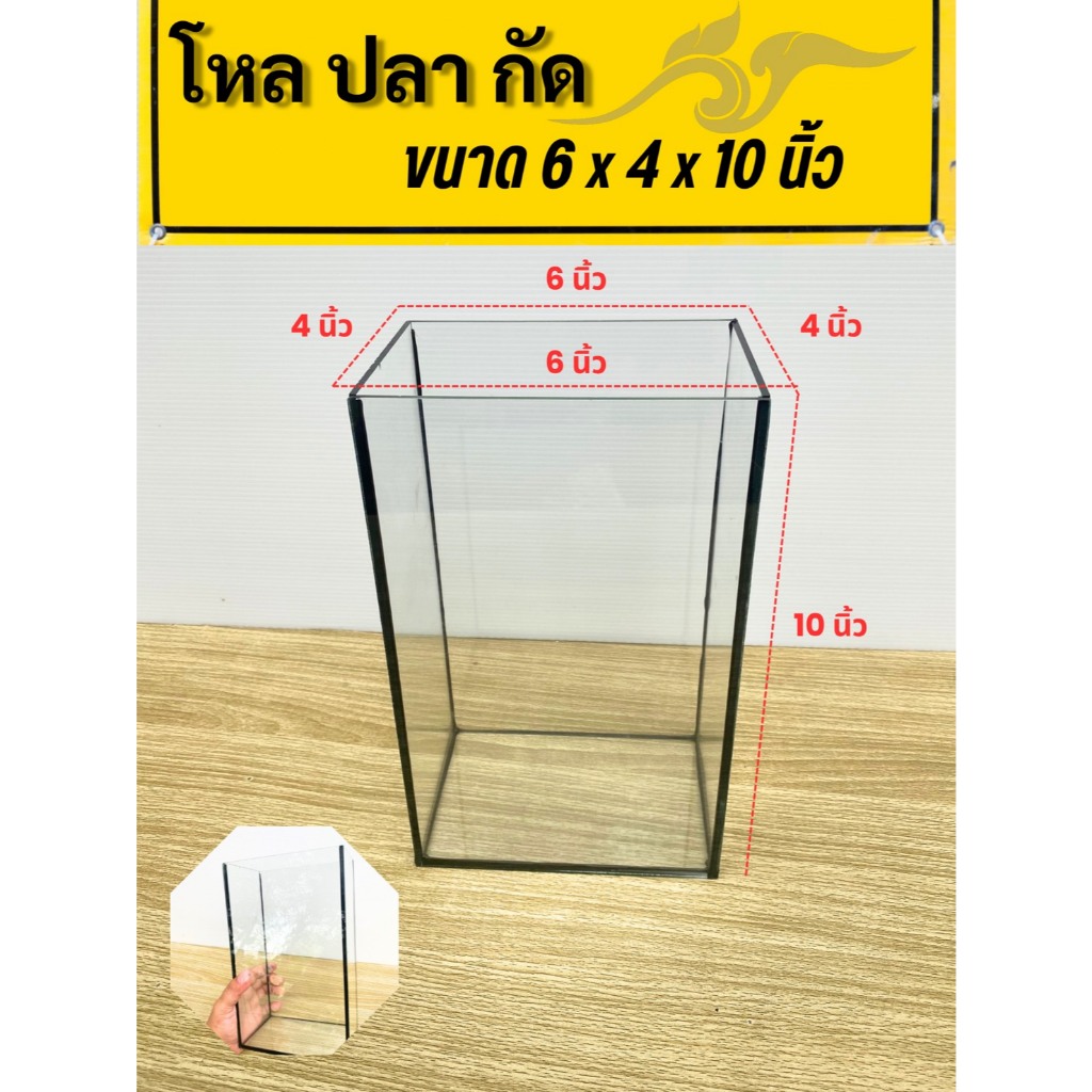 โหลปลากัด 6x4x10 นิ้ว กระจกหนา 3 มิลลิเมตร  (1 ใบ)